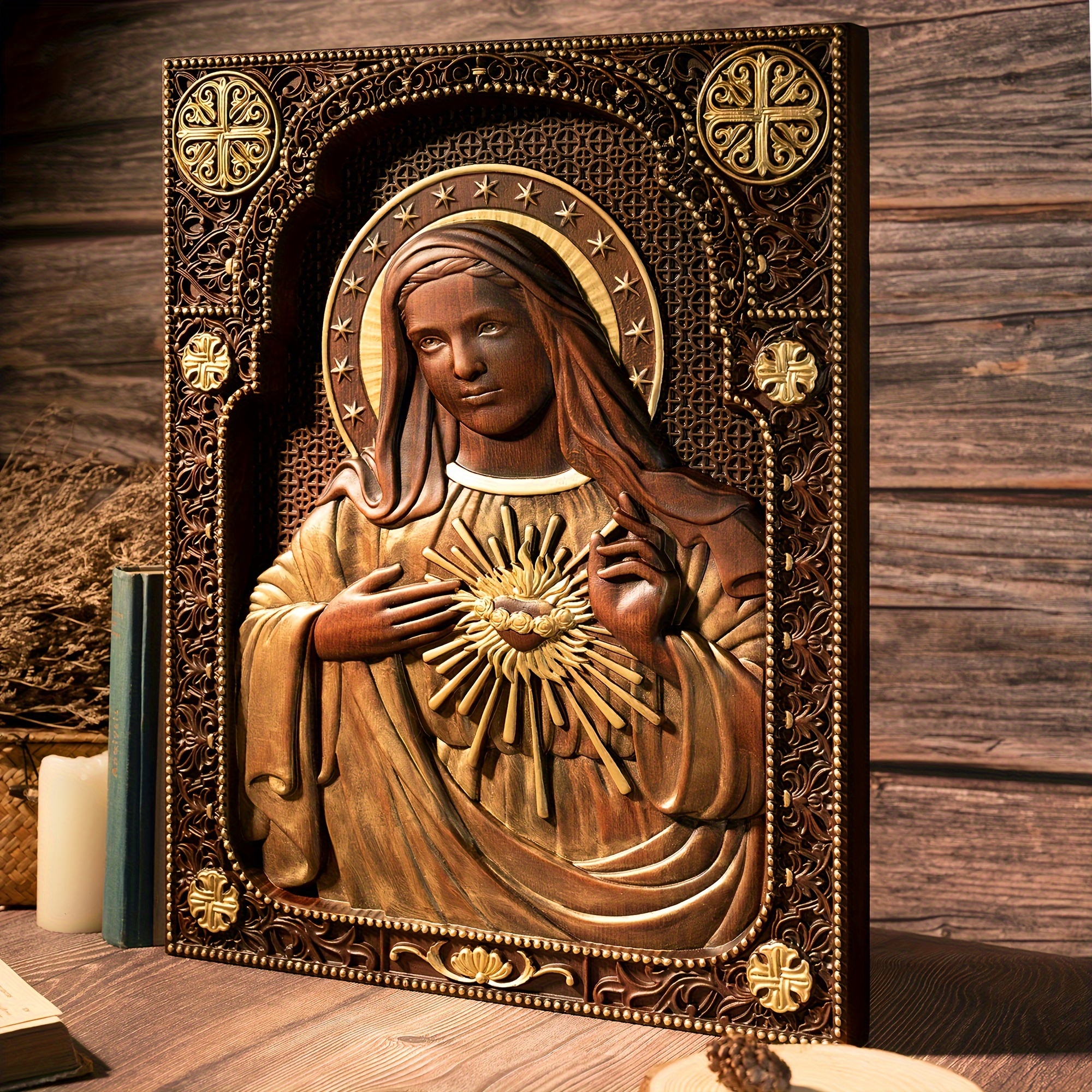 1* Heart Of Mary Wooden Mary Statue Mary Our Lady Birthday Religious  Gift, Catholic Saint Image, Religious Ch