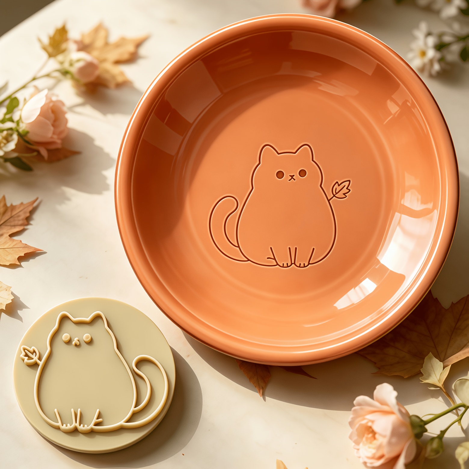 Fat Cat & Autumn Leaf Texture Stamp Tool, Plastic