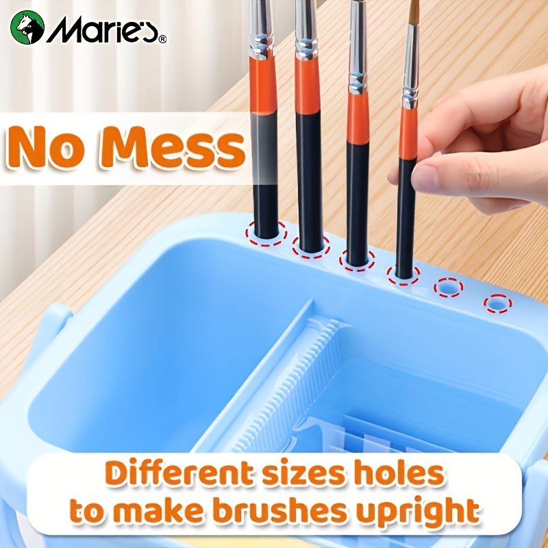 Marie's Multi-Use Paint Brush Cleaner Set 3pcs, Paint Brush Holder and Organizers with Towel & Absorbent Sponge for Acrylic, Watercolor, and Water-Based Paints, Artists & Adults Painting Supplies, Perfect Gift for Birthday, Easter, Valentine's Day &