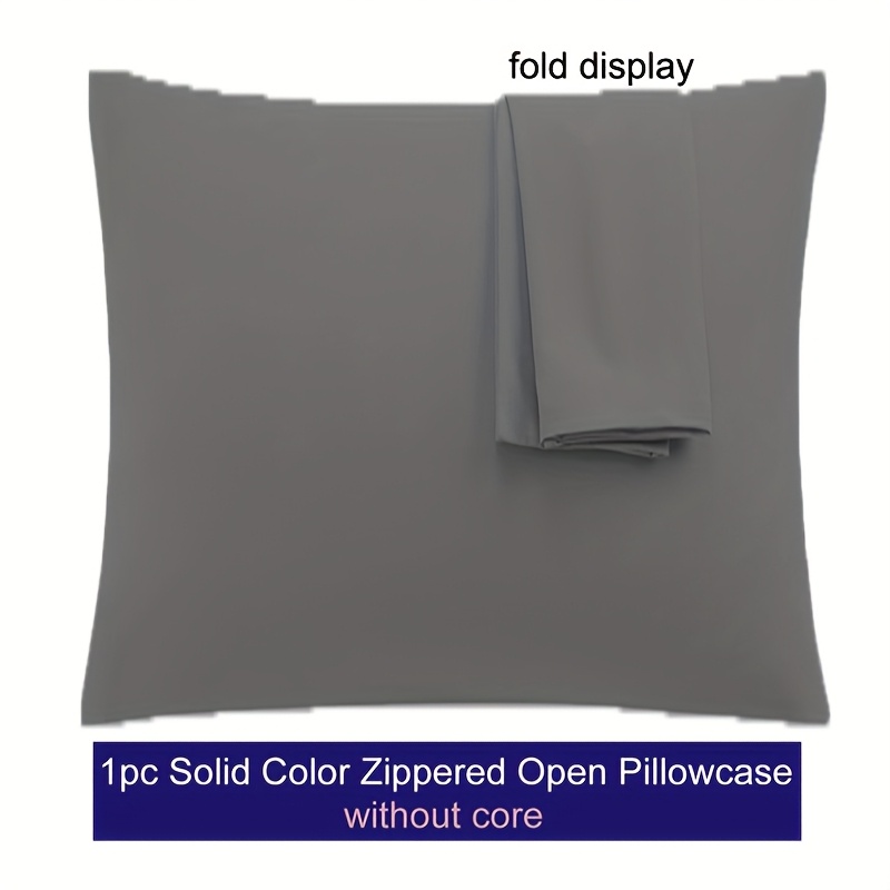 1pc Soft & Breathable Microfiber Pillowcase With Zipper Closure - Solid Color, Multiple Sizes