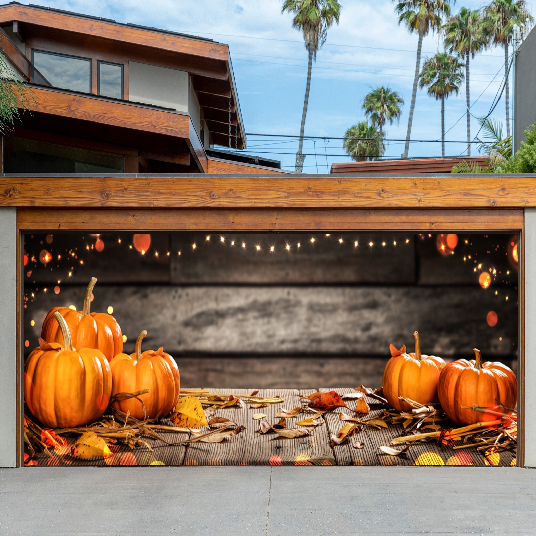 

Thanksgiving Polyester Garage Door Decor Mural, 18x9 Ft Festive Outdoor Decoration, No Electricity Or Battery Needed, Fall Season Large Single Piece Banner