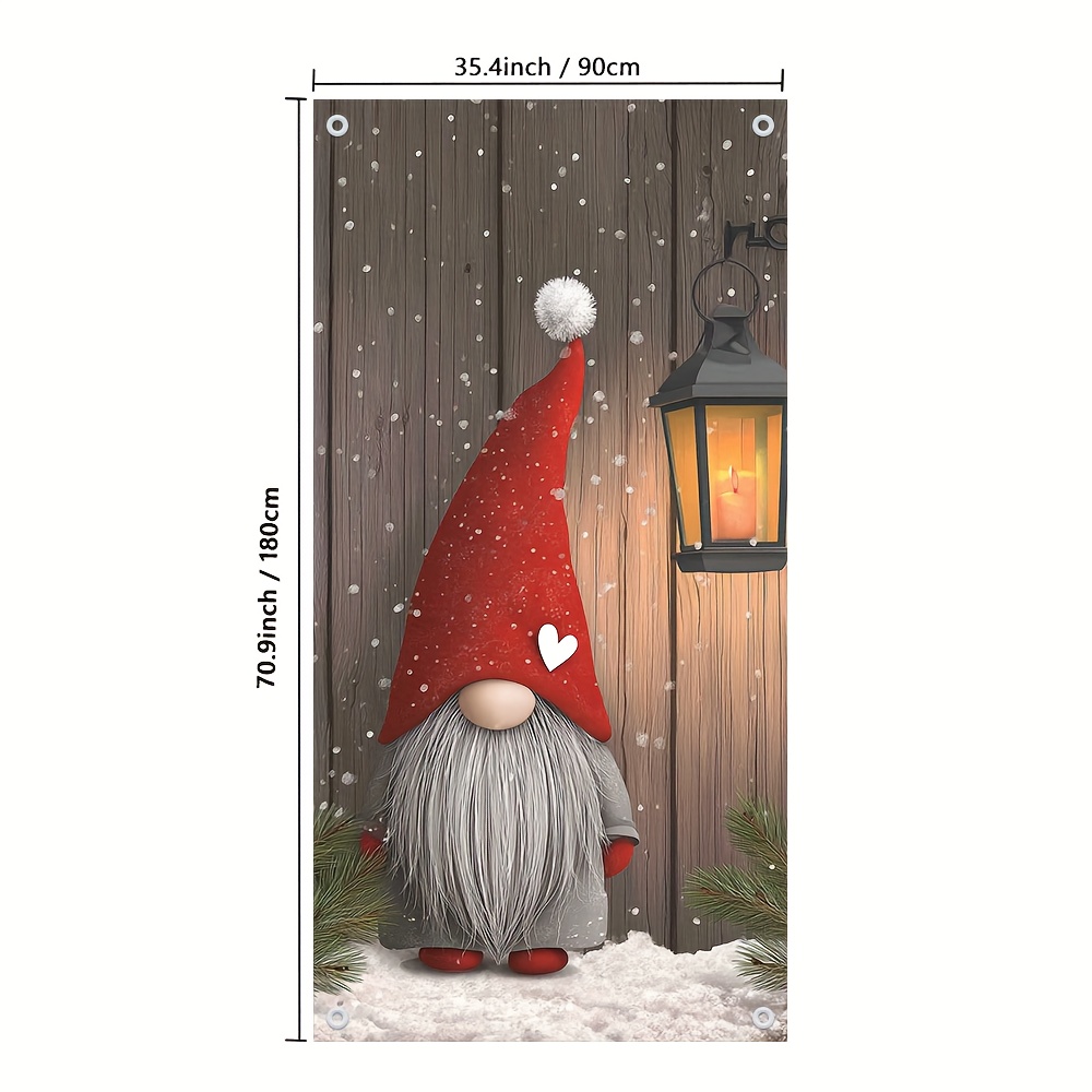 TEMU 2d Flat, 2d Door Banner, 1pc 2d Flat Printing Christmas Gnome Door Banner - No Power Needed, Fit For Holiday Decor, Door Cover For Party