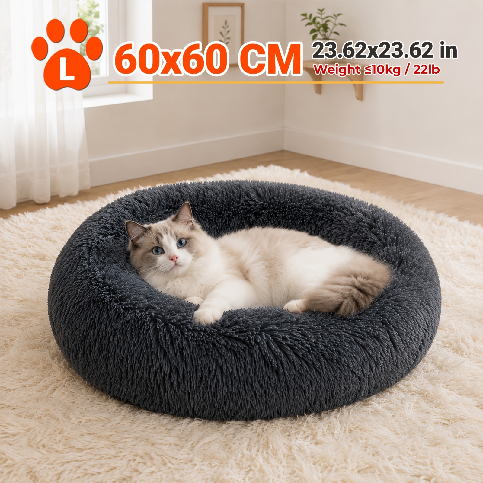TEMU Donut Dog Bed, Long Plush Pet Sofa Bed, Fluffy Nest-style Bed, Soft Snuggle Sleeping Bed For Cats And Dogs Of Different Sizes For Indoor Use