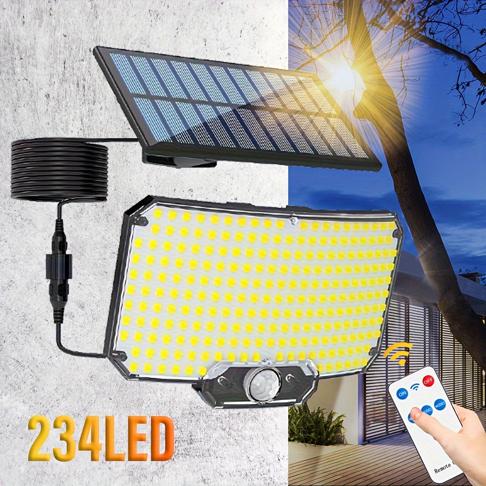 

234 Led Outdoor Solar Lights: Solar Searchlight With Motion Sensor, Solar Security Floodlight, 3 Mode Solar Wall Light For Patio, Porch, Camping And Backyard