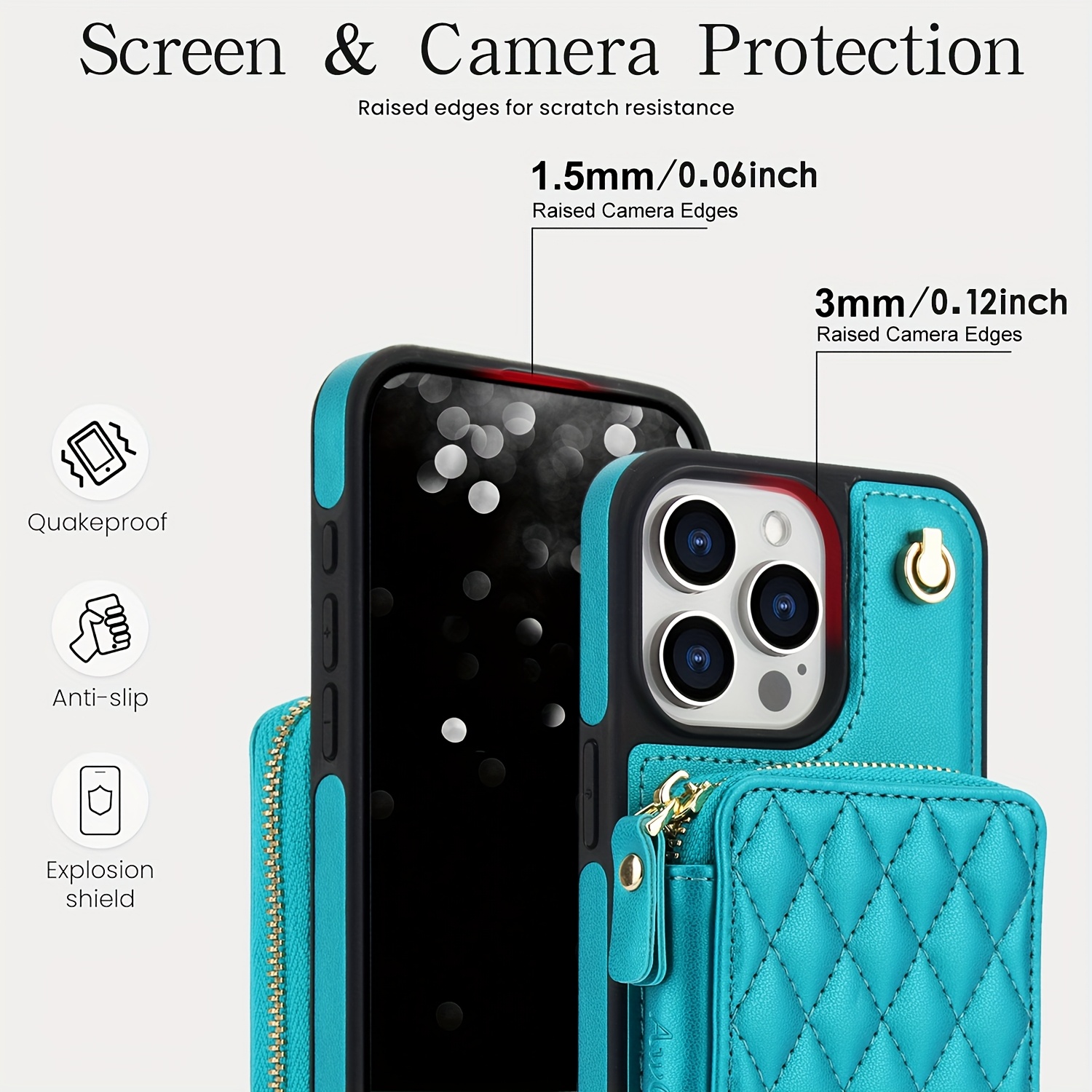 AWQUER Crossbody Faux Leather Case for iPhone Models 16E, 16, 15, 14, 13, 12, 11 Pro, X, XS Max, XR, 8, 7 Plus, SE 5G from 2024, 2022, And 2020, Featuring a Wrist Strap, Zipper Wallet, And Card Slot for Both Men And Women.