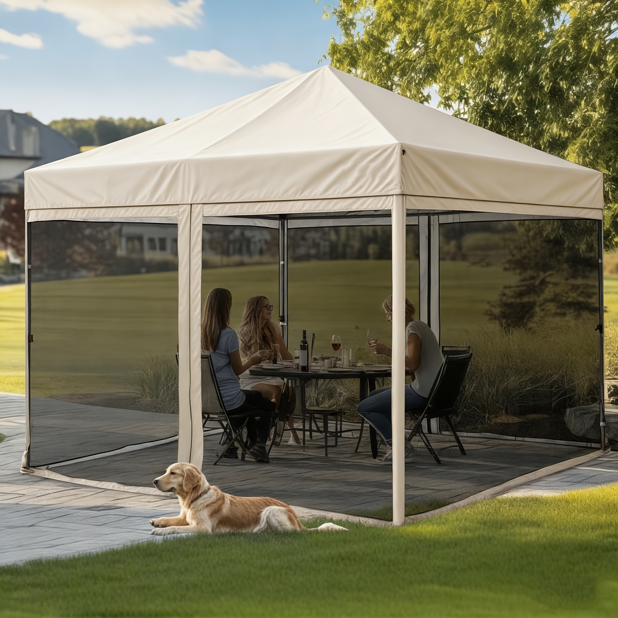 item picture 10 x 10 screened canopy tent with mosquito netting portable easy up outdoor screen house shelter for patio camping and picnic