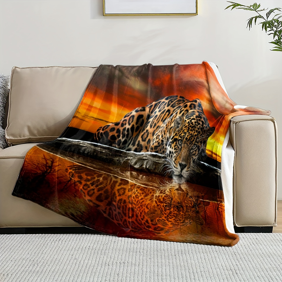 Tropical Leopard Hawaiian Print Blanket