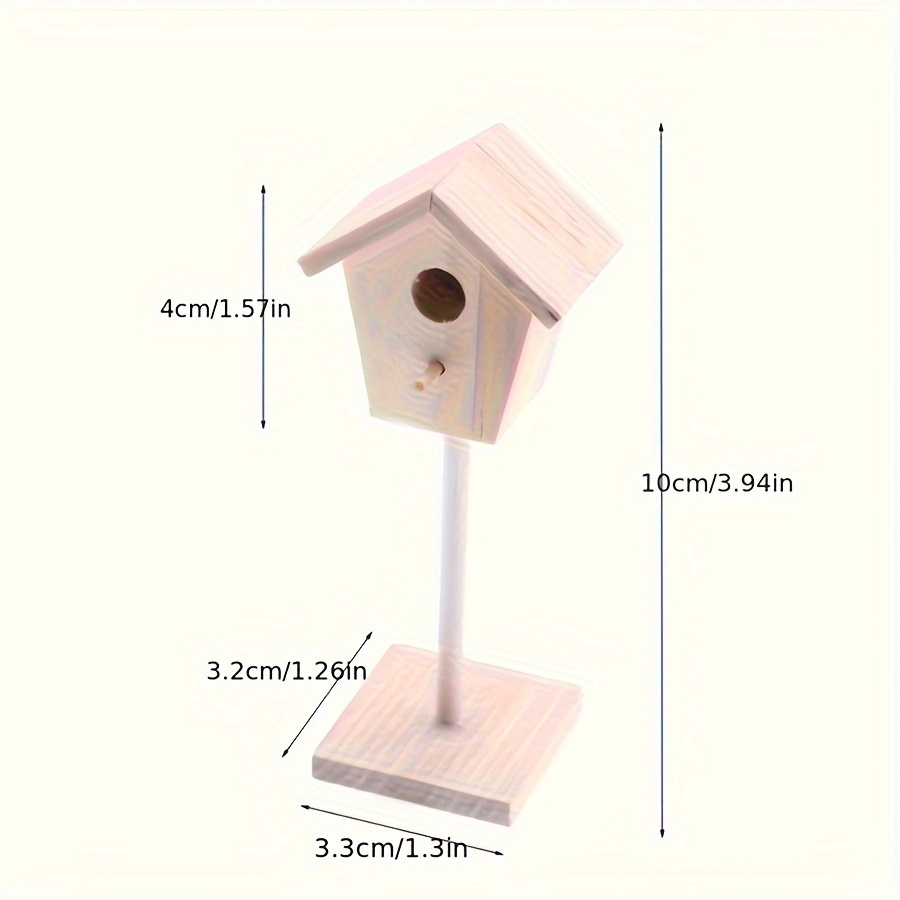 Image of 1pc, Dollhouse Decoration, Mini Wooden Graffiti Birdcage Model Ornament, Mini Courtyard Decorative Piece, Cottage Decoration, Miniature Scene Component, Collectible Gift For Hobbyists And Enthusiasts