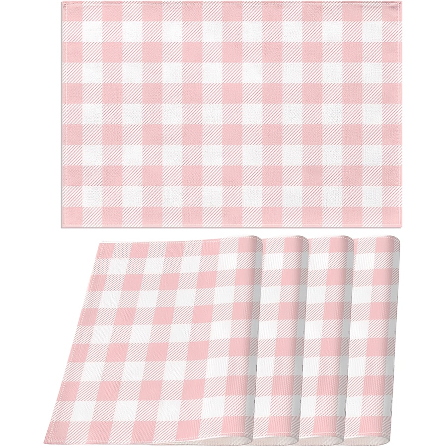 TEMU 4pcs, Pink Placemats, For Home Kitchen Dining Table Decoration 12 X 18lnch