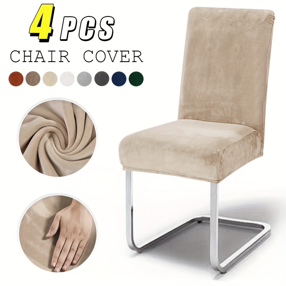 Set mit 4 ultraweichen Samt-Stuhlhussen in Unifarben mit hoher Elastizität * für Stühle mit mittlerer Rückenlehne, ideal für Esszimmerstühle in Restaurants, Hotels und als Wohnaccessoire