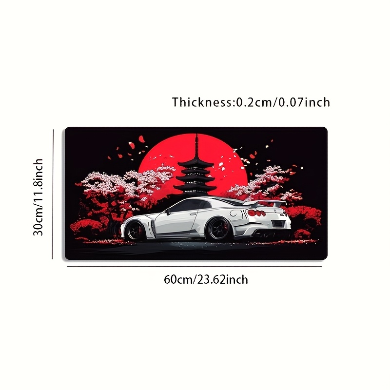 TEMU Tapis de souris de jeu Esports 1 pièce, , motif rouge, , voiture de sport et vent, tapis de bureau à base en caoutchouc, accessoire de bureau,