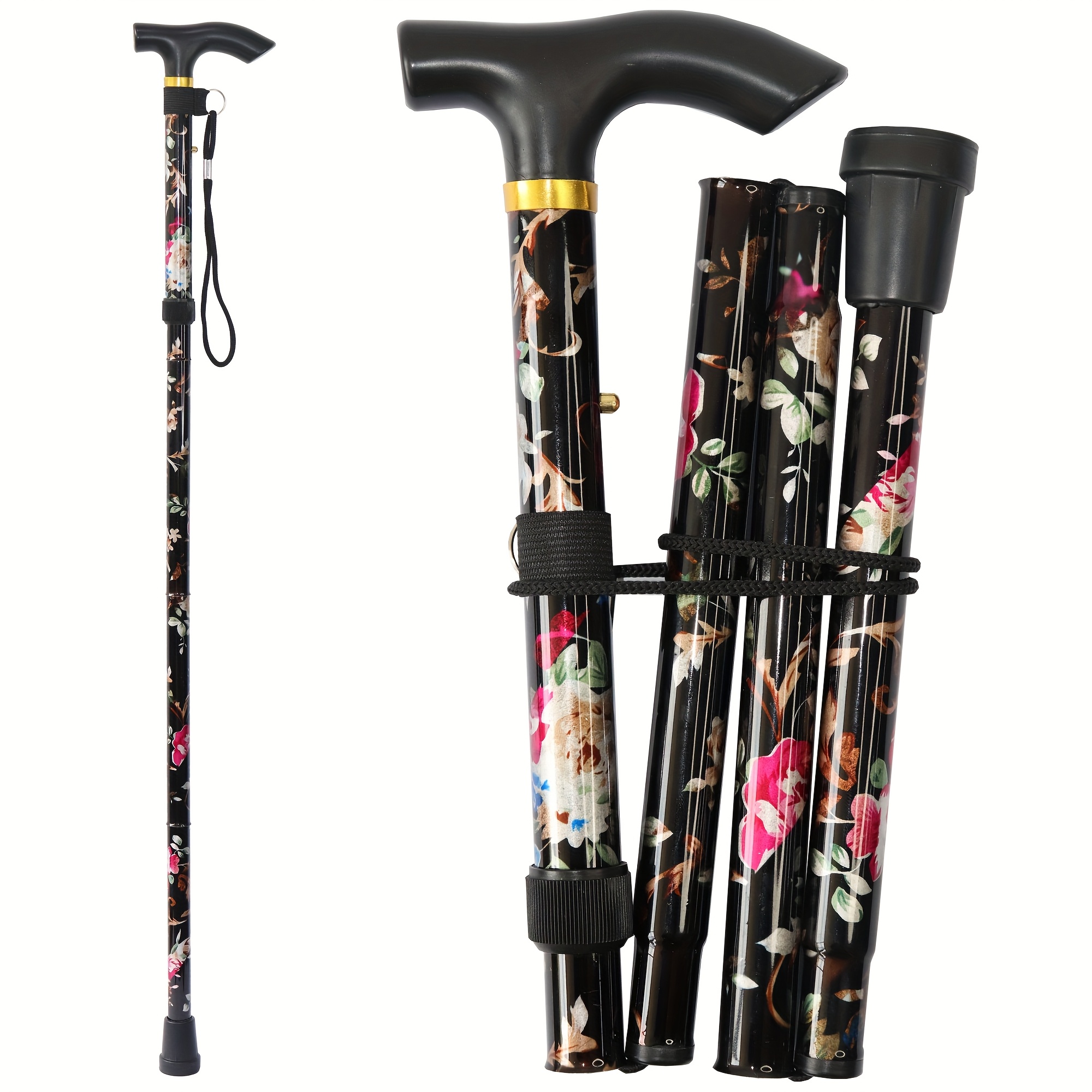 A Retractable, Foldable Walking Crutch Set With Adjustable Height And Quick-locking Buckles. Includes Carrying Case For . Ideal Gift, Suitable For Walking, Traveling. Features Green