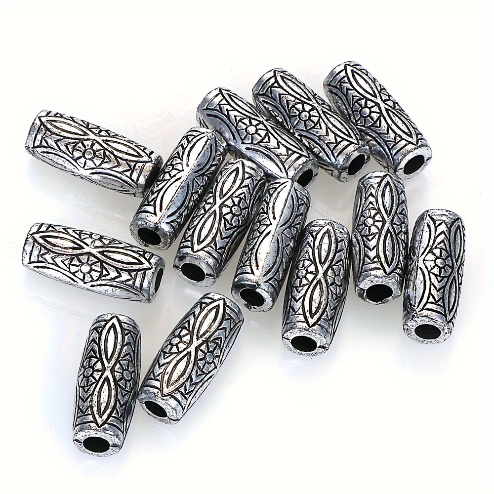Image of 20pcs 21x9x8mm Fluted Corrugated Design Acrylic Spacer Loose Striped Tube Shape Beads Suitable For Handmade Pendants, Clothing Additions, Holiday Decorations, Home Decor, Items, Etc. Decorative Beads