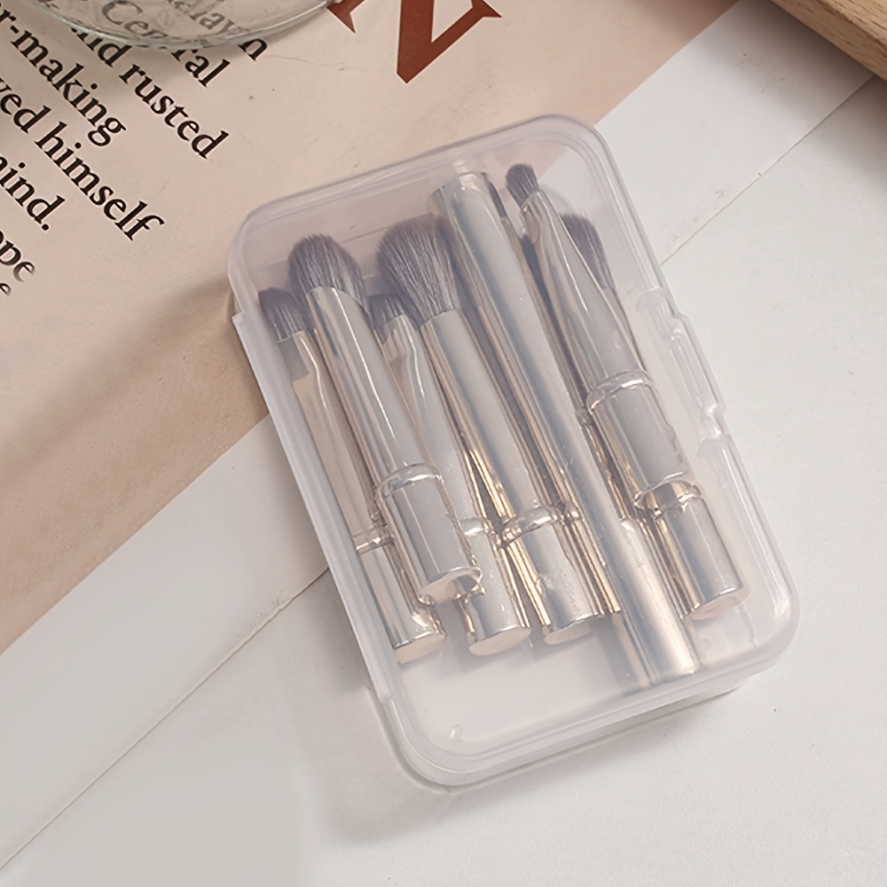 Image of 6-in-1 Makeup Brush Set, Mini Portable Makeup Brushes With 6 Styles From, Metal Handle, Durable And Sturdy, Suitable For Travel, With Storage Box For Easy Organization
