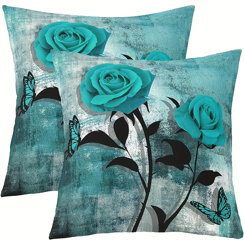 Set di Federe per Cuscini Stampate Turchese e Oro Fodere per Cuscini Lino Cuscini Decorativi per Divano Fodere per Cuscini Decorativi Ginkgo Dorate | Leroy Merlin