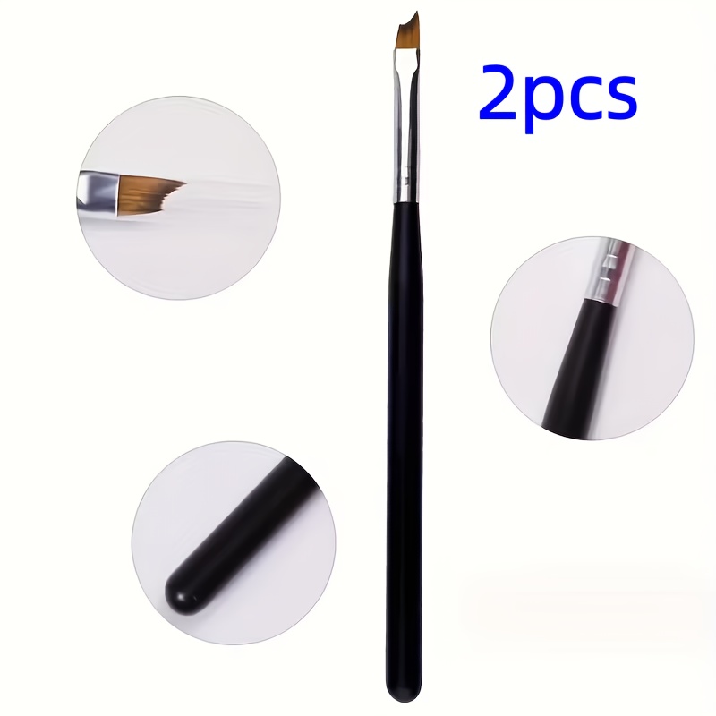 2pcs Professional Slanted Head French Tip Nail Brush - Gradient And Line Brush Black Handle Gel Polish Brush, Suitable For Nail Art Design Ideal Gift For Halloween Thanksgiving Christmas