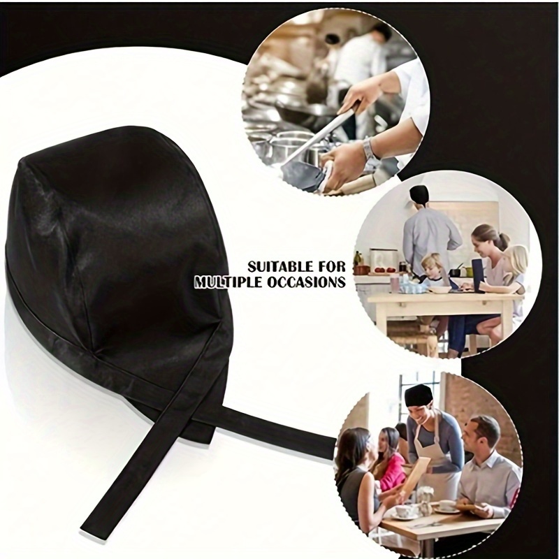 

Bonnet de Chef Pirate Noir Ajustable & Respirant - Casquette de Cuisine en Polyester Lavable en Machine pour BBQ, & Personnel de Restaurant