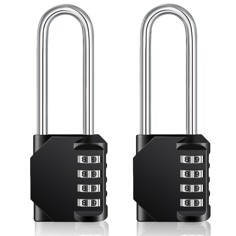 TEMU 1/2/3 Pack 2.6 Inch Long Shackle Combination Lock 4 Digit Outdoor Padlock For Hasp Locker Lock, , Fence, Gate, Toolbox, Case, Hasp Storage,