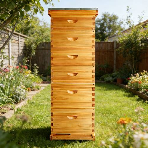 6 layer beehive coated with pure beeswax boxes and 4 medium frames not included