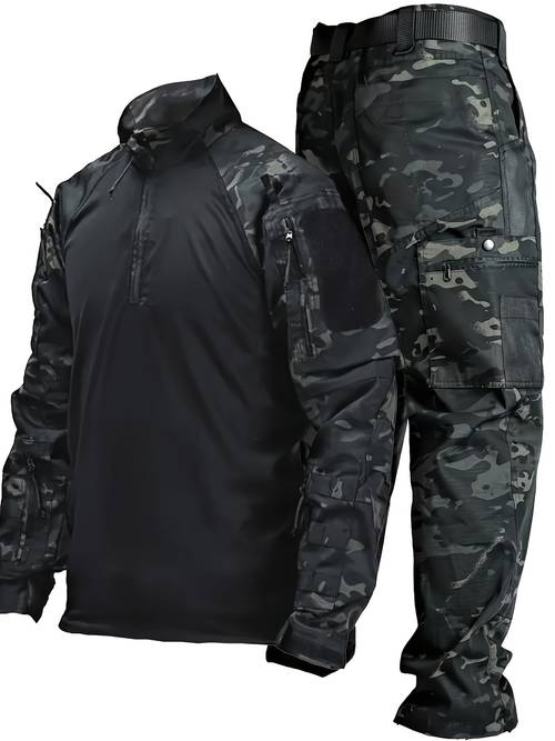 Men s Set Long Sleeve Frog Shirt and Work Pants Durable Training Wear with Multiple Pockets Outdoor Casual Sports Suit for CS Paintball 2pcs