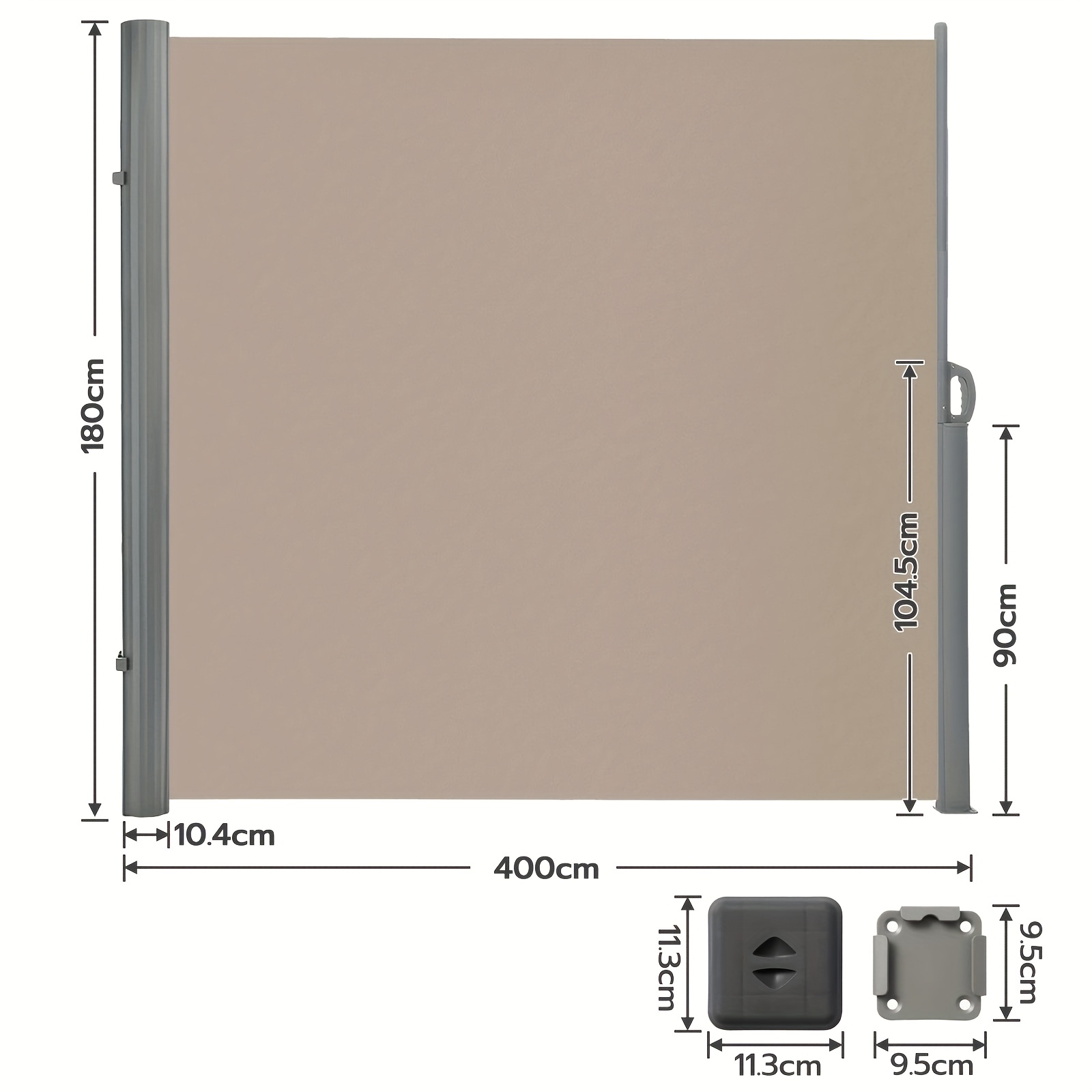 Image of Outdoor Retractable Privacy Screen, 180 X 400cm Patio Side Awning, Aluminum Alloy Frame, Suitable For , Patios And Gardens, Sturdy And Durable, Protecting Privacy.