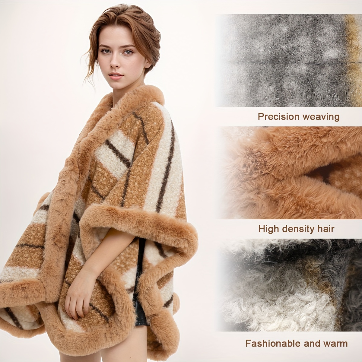 

Elegant Extra Large Faux Fur Shawl For Women - 100% Polyester Jacquard Woven - Inelastic Winter Wrap With High-density Hair, Precision Weaving - Warm, Decorative & For