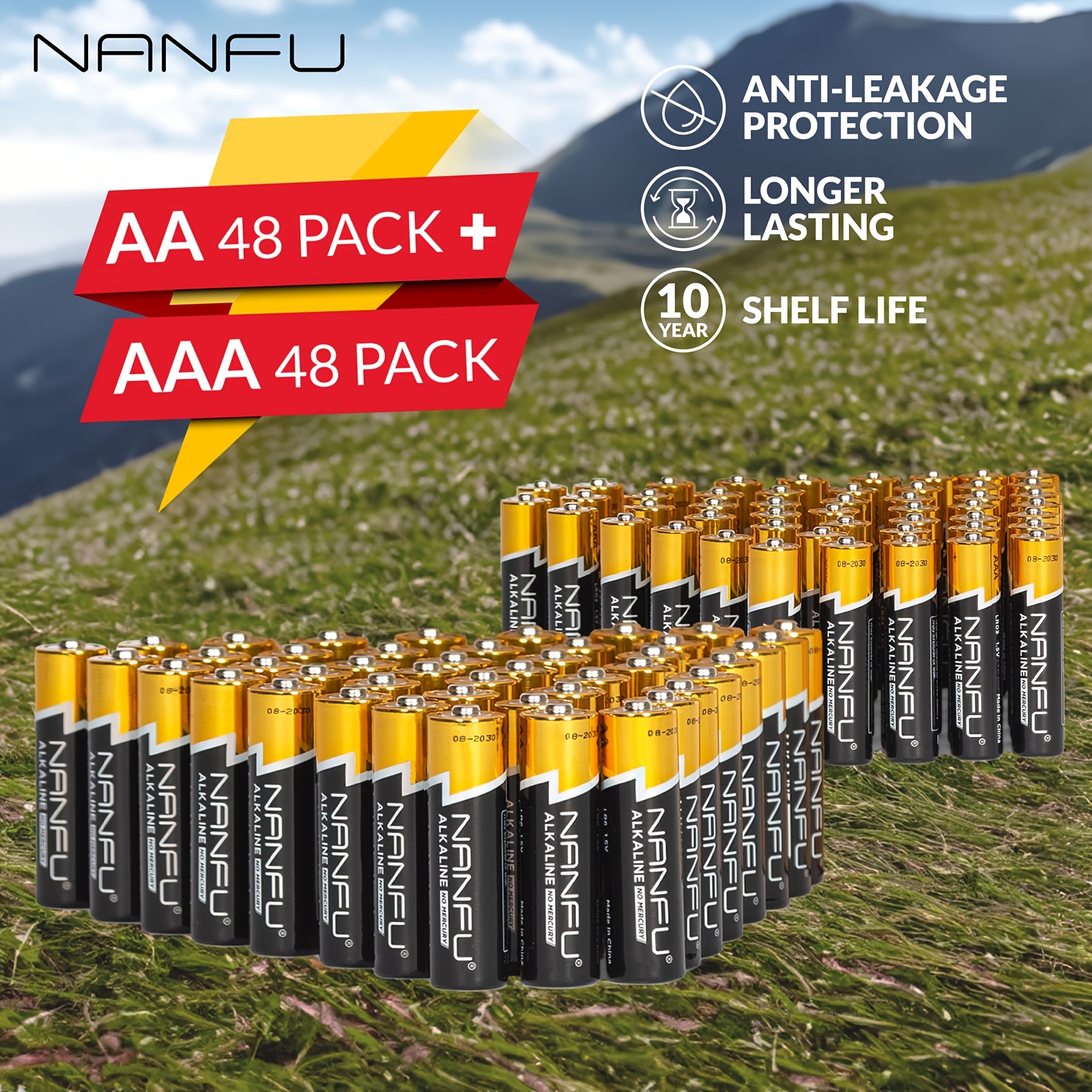TEMU 96 Pack Aaa + Aa Alkaline Batteries, 48 Pack Batteries And 48 Pack Batteries, 1.5v Non-rechargeable Alkaline Batteries, Value Combo