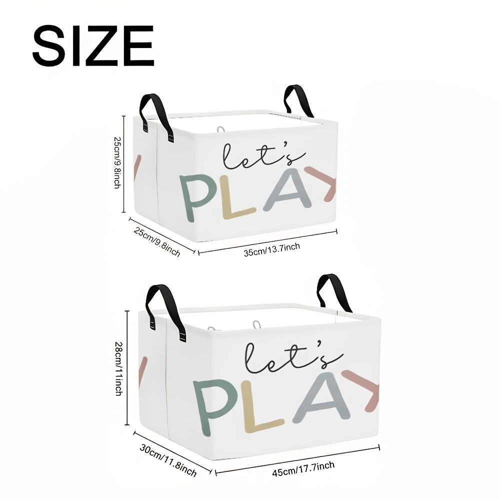 Cheerful "Let's PLAY" Pastel Color Print Storage Basket