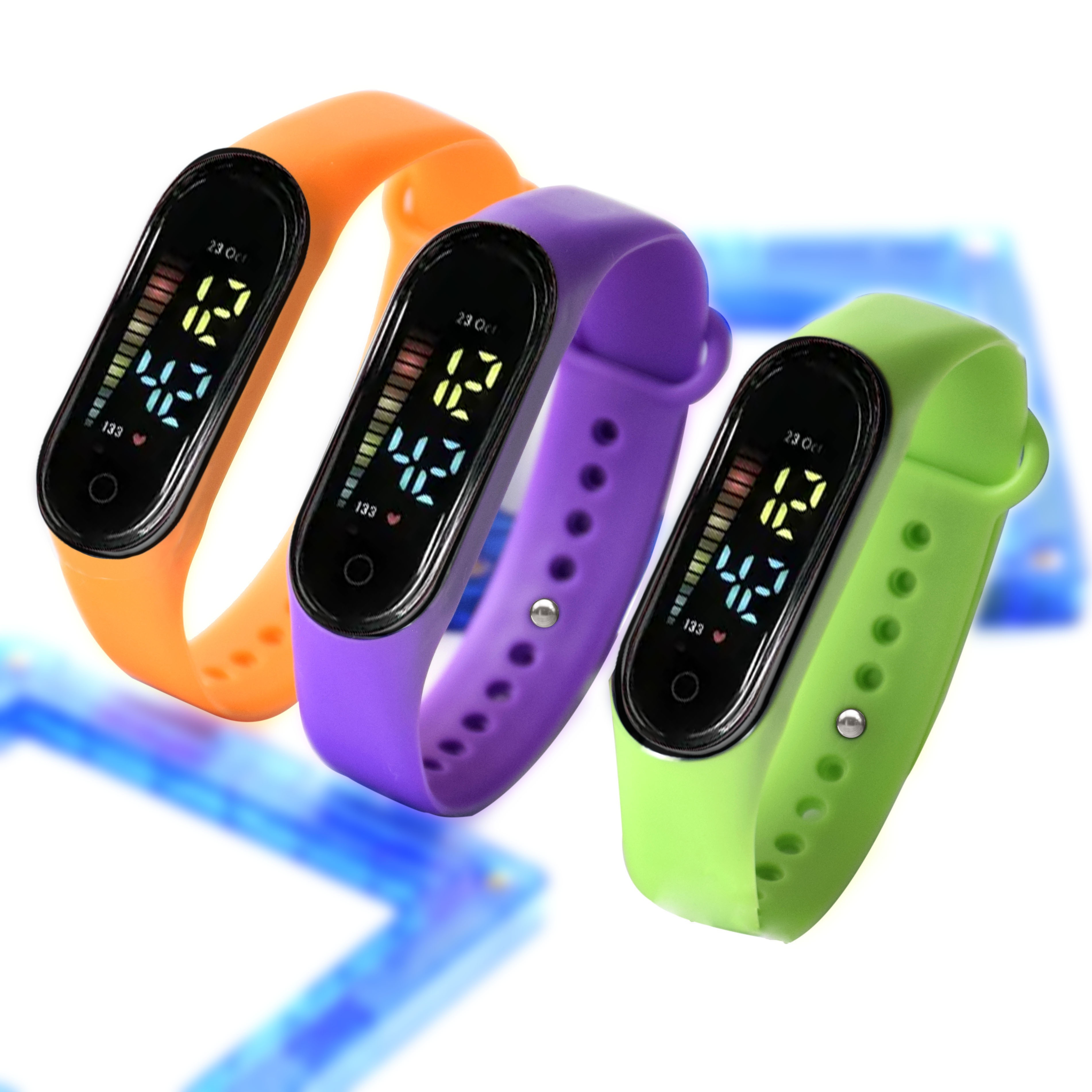 12pcs Cool Colorful LED Bar Series Watches Set