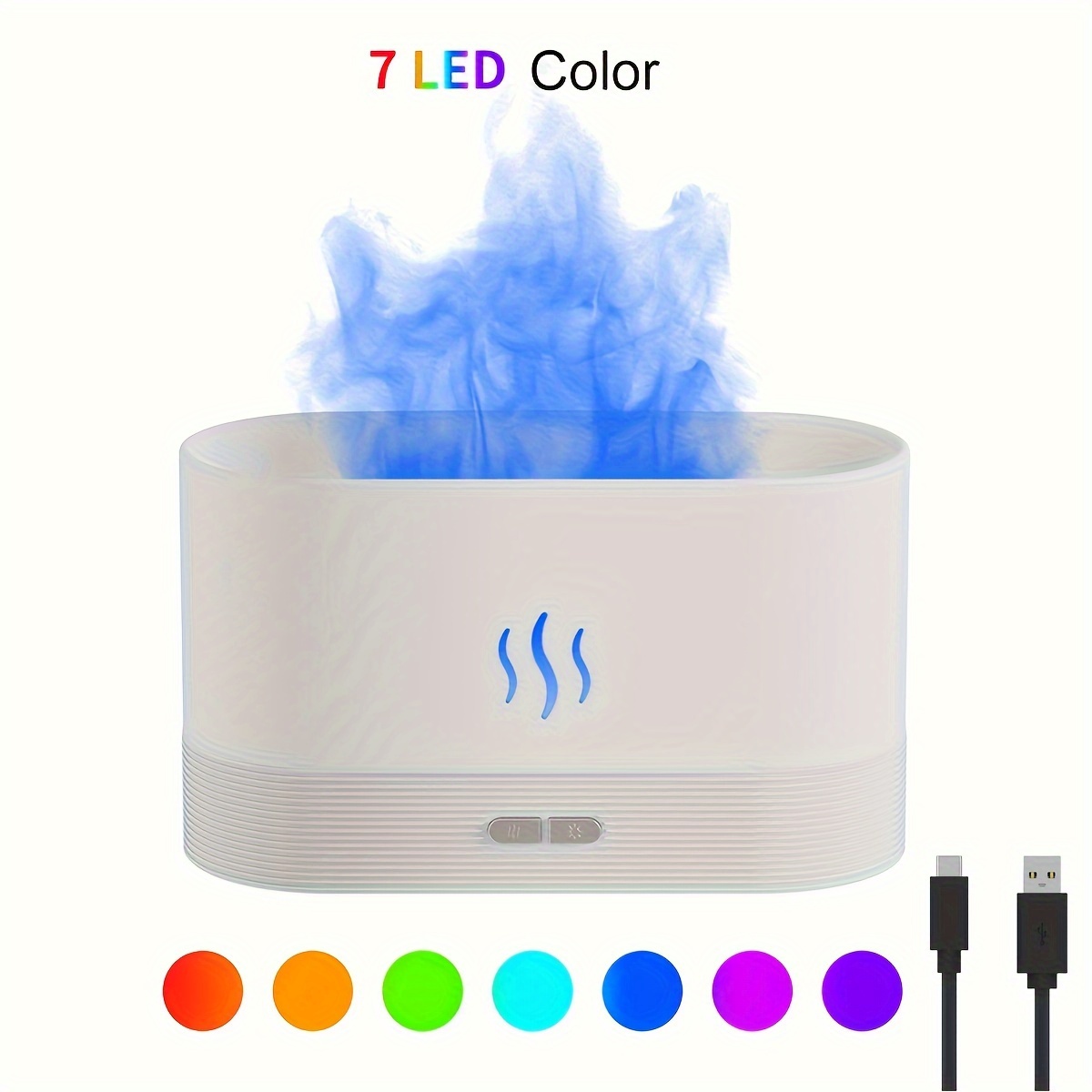 1pc Colorful LED Flame Aroma Diffuser Bedroom Table Atmosphere Decorative  Lamp Creative Humidifier Light For Living Room Office USB5V Power Supply