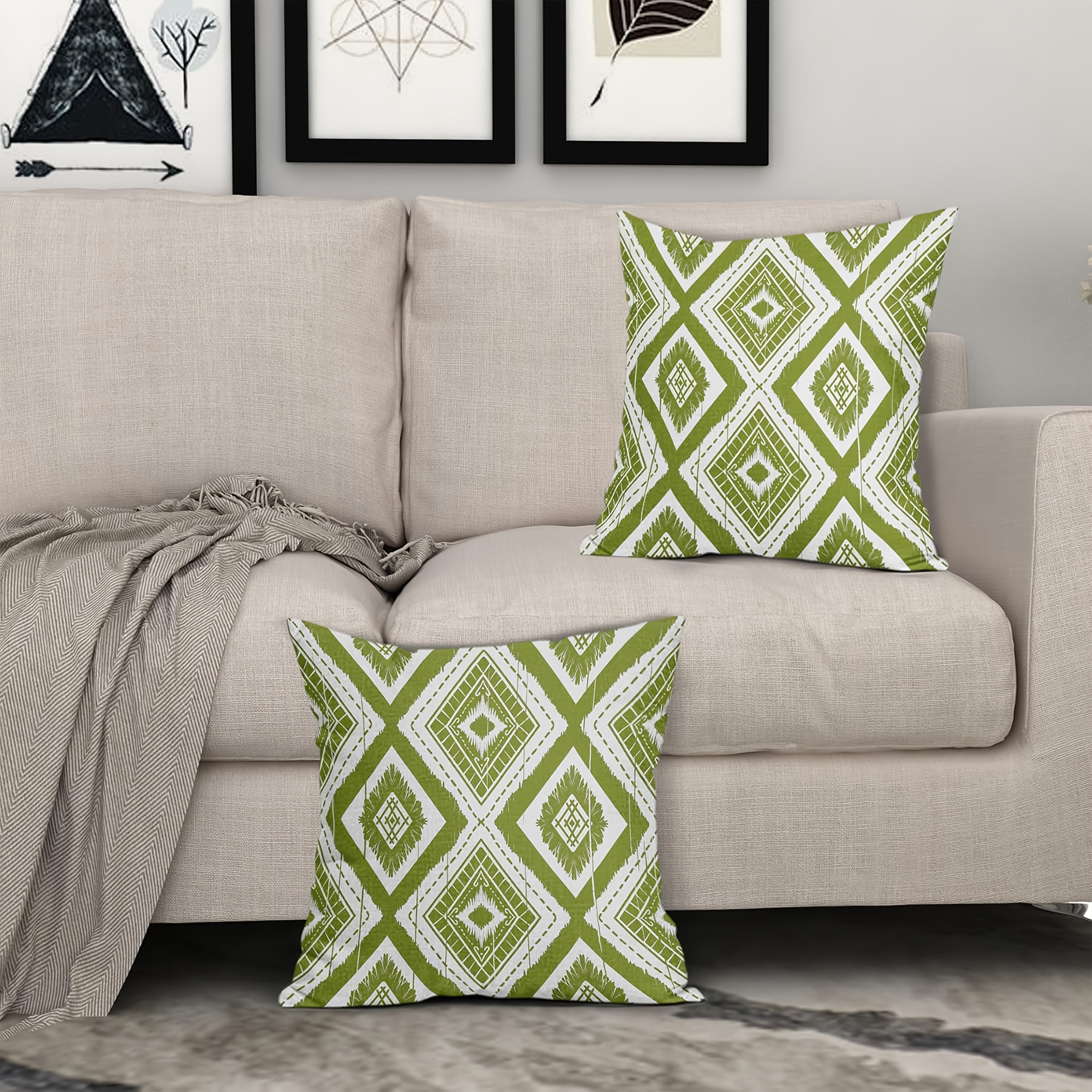 Boho Sofa Dorm Couch Covers Boho Modern Chic Green