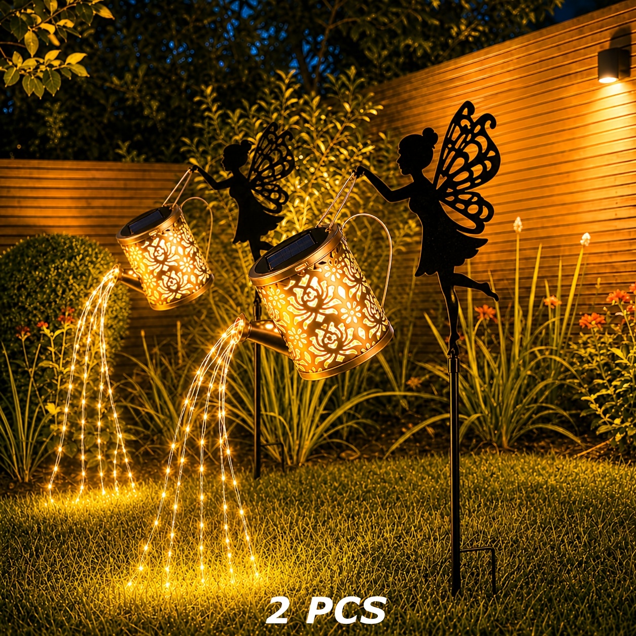 TEMU 1/2pcs Lampes Solaires d'Extérieur, Lampes Solaires pour Extérieur avec Crochets, IP44 Guirlandes Lumineuses Solaires d'Extérieur, Décoration de