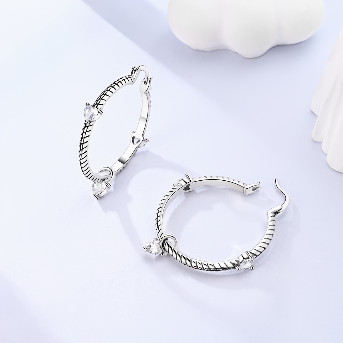 Women's Silvery Color Hoop Earrings, Love Snake Bone Design