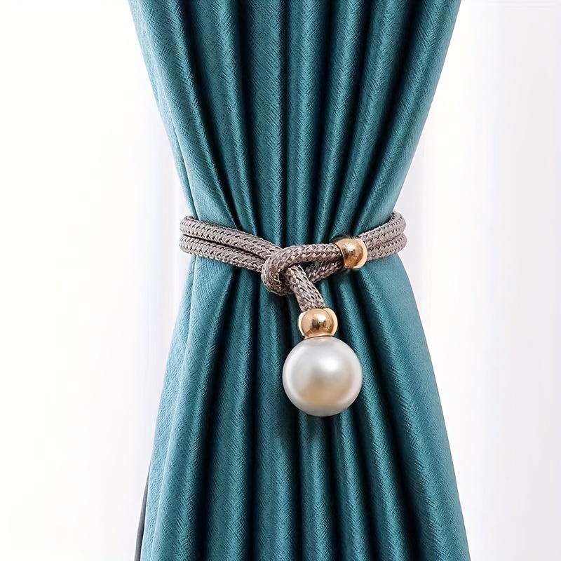 

2pcs French Curtain Straps With Faux Pearl Decor, For Home Decor Faux Beads Curtain Straps Adjustment Curtain Straps Curtain Accessories Binding Rope Simple Binding Rope Curtain Tieback Curtain