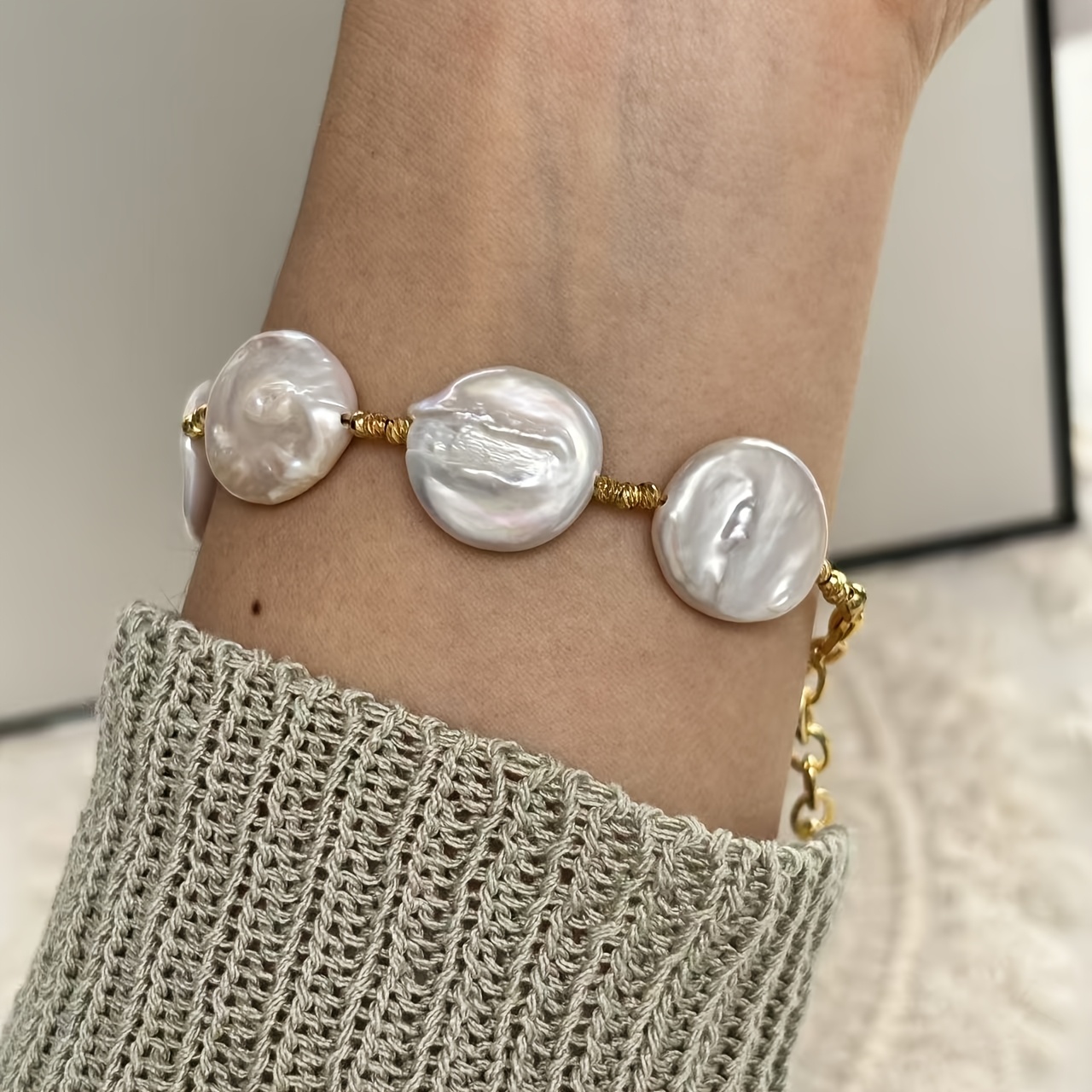 Natural Freshwater Pearls Bracelet, Large Baroque Design