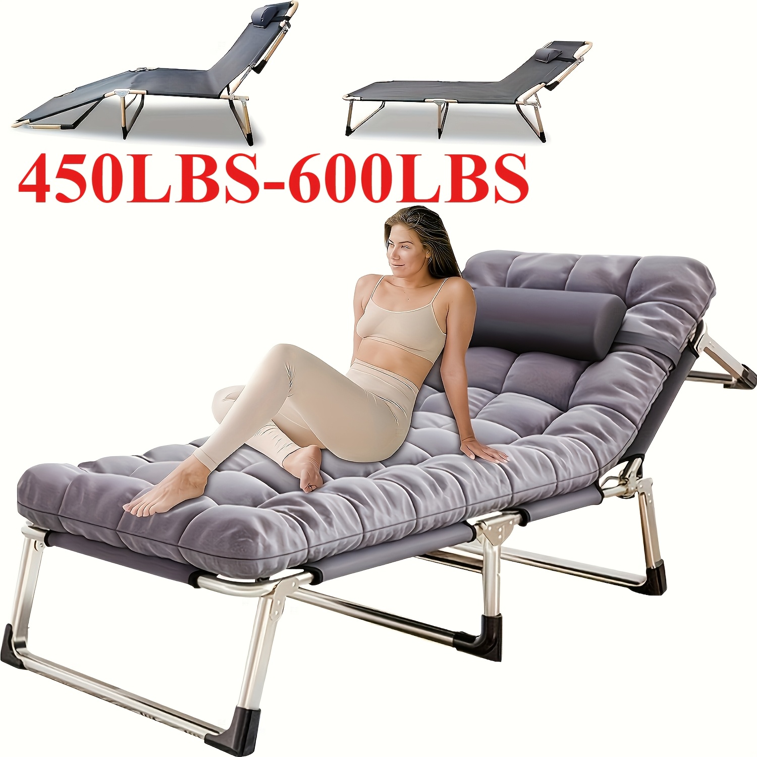 "TITAN Heavy-Duty camping Bed with Flip-Up Mattress | 600LB Ultra-Supportive Stand | 74-Inch Portable Camp bed & Guest Bed for Adults" 17 8-foot/10-foot Stand 70.4-inch/74-inch 450/500/550/600LBS Heavy-duty Folding Bed, Camping Bed With Flip-up Mattress (mattress Included), Portable Guest Bed, Suitable For Teenagers, Adults, Travel, Garden, Balcony, Camping Supplies