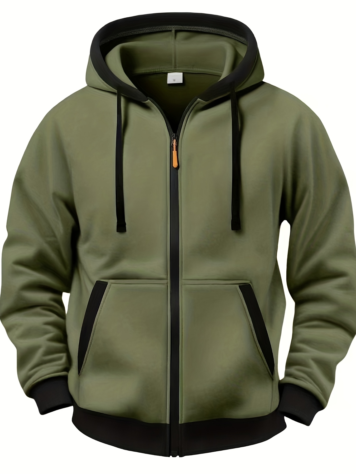 Men's Casual Color Block Hoodie with Zipper