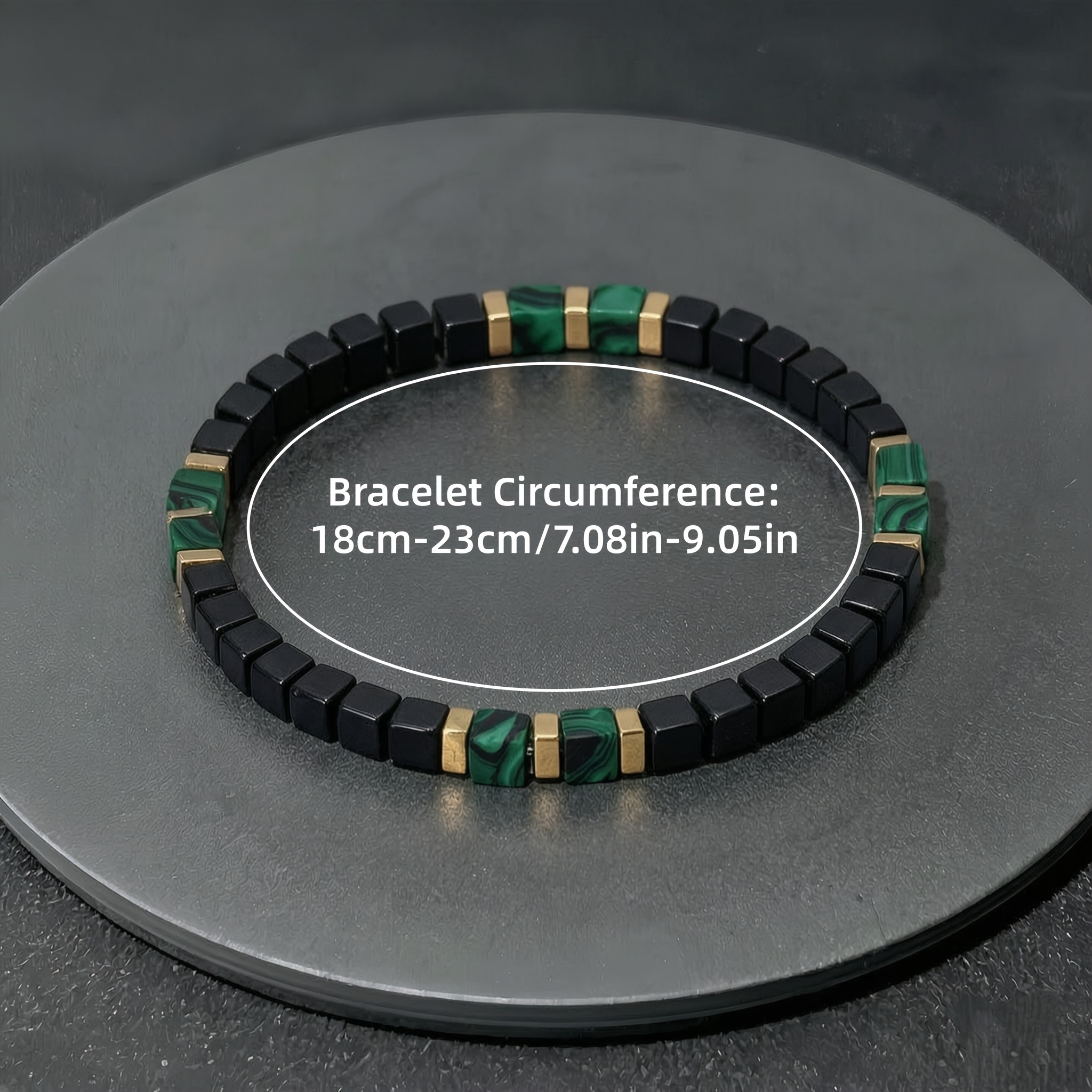 Luxury Malachite Cube Men's Bracelet, High-End Unisex Accessory