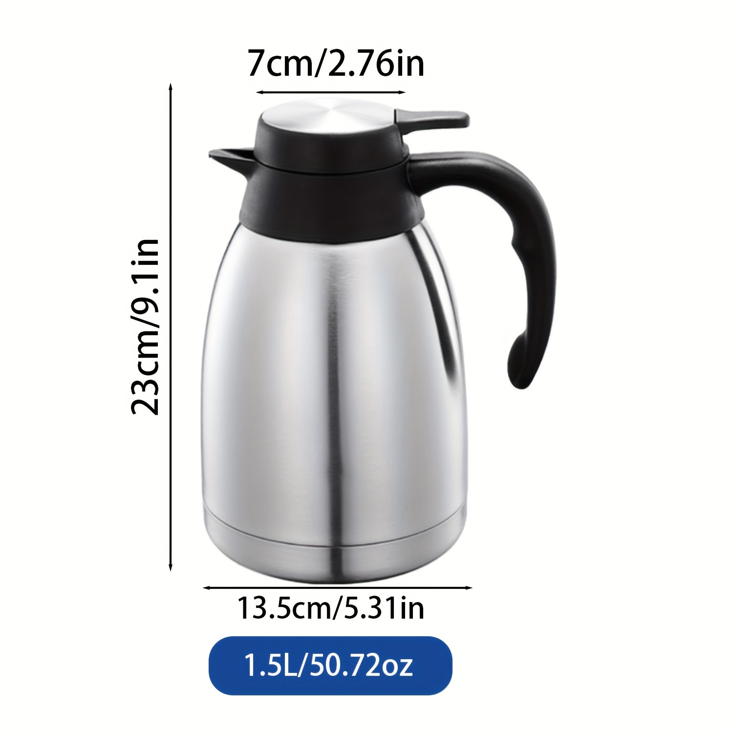 Image of 1/1.5/2l Stainless Steel Vacuum Insulated Kettle, Double-layer Insulation, , Drop-proof, Reusable - Suitable For Beverages Such As Coffee And Tea, Keeping Hot And Cold Temperatures