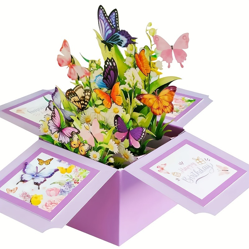 

3d Pop-up Floral & Birthday Card With Handwritten Message - , , Friends, Grandparents - Unique Creative Gift Idea