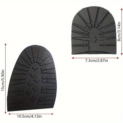 1 paar gummi reparatur pad ersatz einlegesohle für schuhe und stiefel, rutschfeste, verschleißfeste sohle mit erhöhter textur, schuhsohlenpolster für fersenreparatur, schuh ersatz gummi halbsohle und ferse