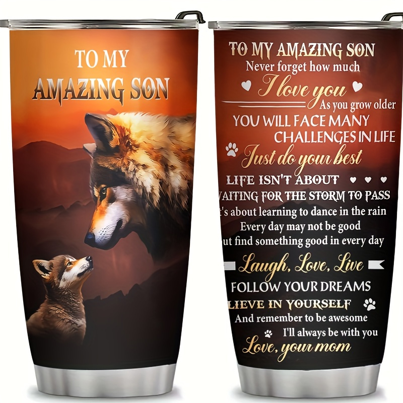 

Wolf-themed Stainless Steel For Son From Mom - 20oz/30oz With Lid, Perfect Gift For Christmas & Birthdays