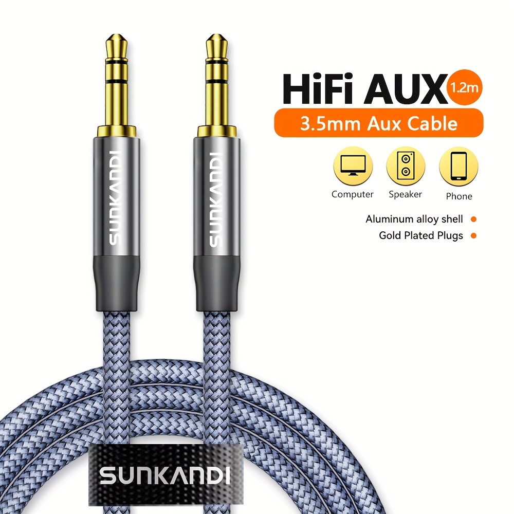 Sunkandi 3.5mm Audio Cable, Male To Male Auxiliary Input Adapter For Headphones, Car Audio Systems, Home Stereos, And Speakers.