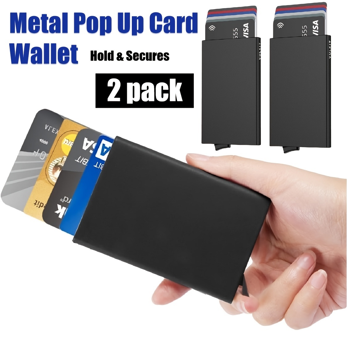 TEMU Mens Womens Slim Wallet Pop Up Wallet Rfid Blocking Slim Bank Card Holder Case Slim Wallet Inner Pop Up Aluminum Alloy Card Holder