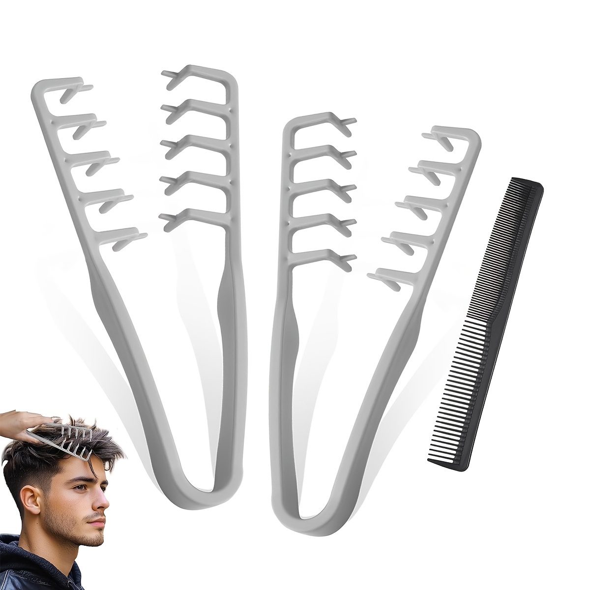 TEMU Texture Comb For Men, 3-pack Texturizing Comb For Hair Volume, Hair Texture Comb, Root Lifting Styling Comb, Wide Tooth Barber Comb For Thick,