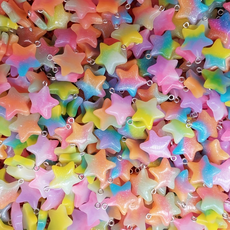 

10pcs Rainbow Glitter Heart Charms For - Resin Pendants For Necklaces, Bracelets, Earrings & Keychains