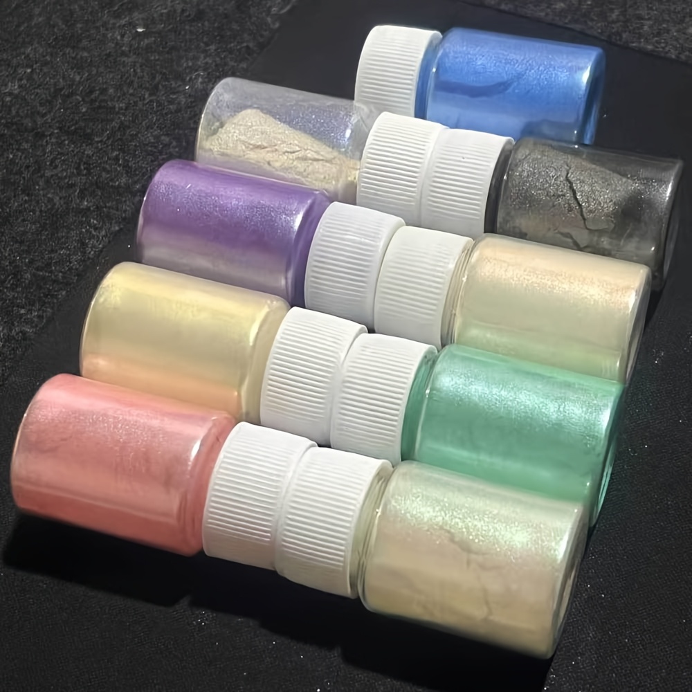 Image of 9-bottle Set Aurora Mica Powder, Used For Soap Making, Resin Coloring, Candle And Epoxy Resin Production, Natural Pigment Powder