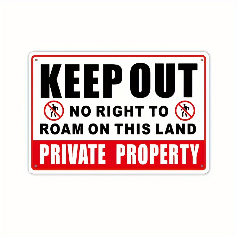 TEMU 2d Flat, 1pc Heavy-duty Metal No Trespassing Sign - Uv Printed Private Property Plaque With Graphics, Weatherproof Security Decoration -