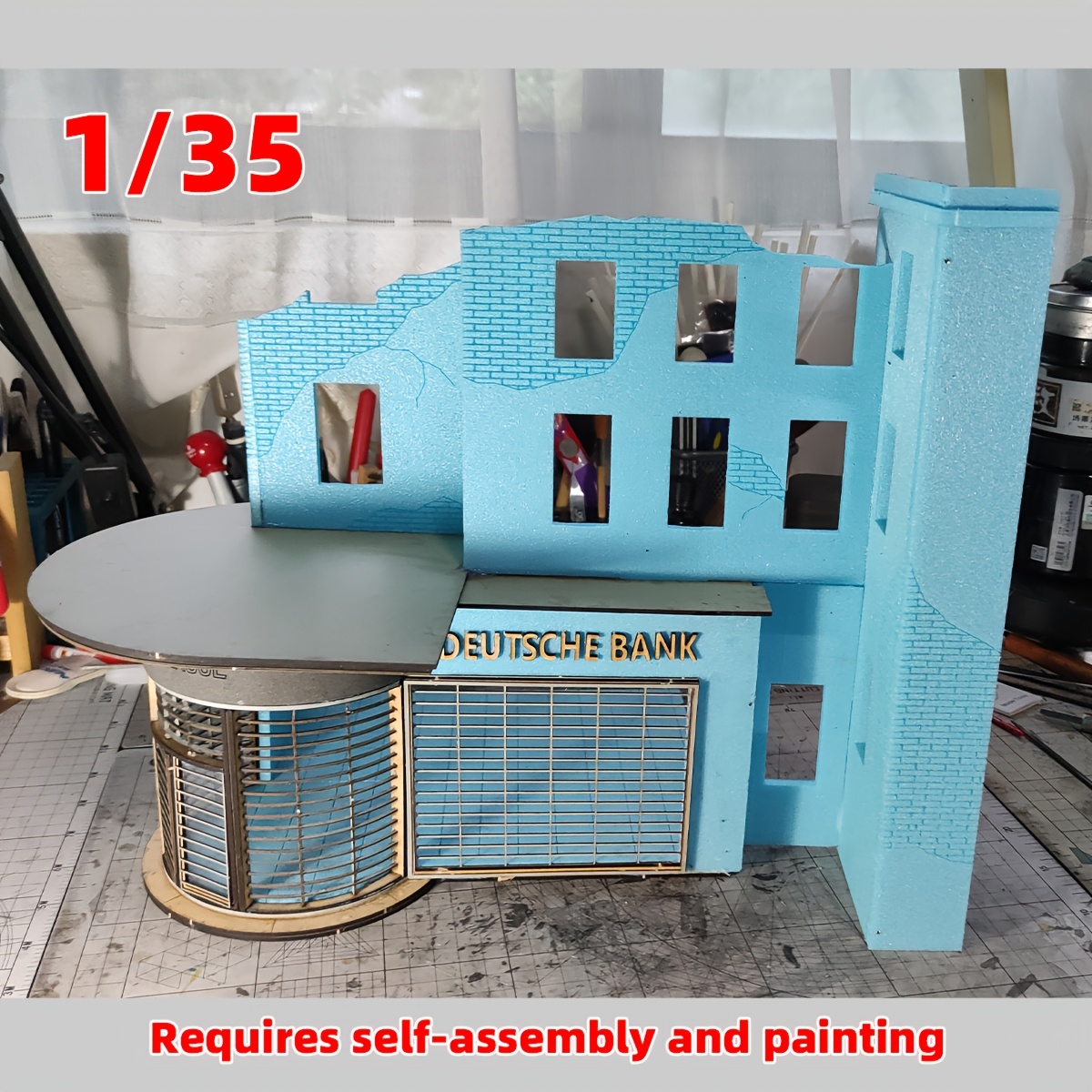 Architectural Miniature Building Kit, German Bank Diorama