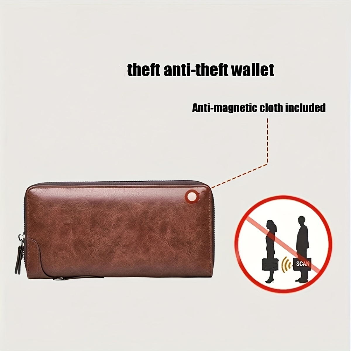 Men's Long Zipper Wallet High Quality Pu Leather Wallet For - Temu